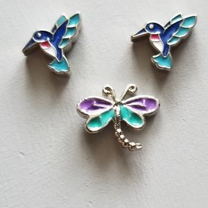 Origami Owl Dragonfly and Hummingbird set